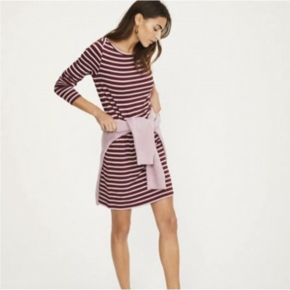 Lou & Grey Striped Signature Soft Boatneck Dress Pink Striped | Sz M